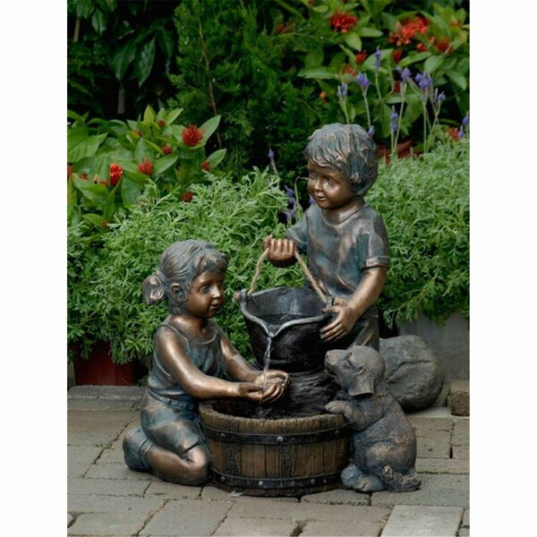 Propation Two Kids And Dog Outdoor-Indoor Water Fountain PR2593774